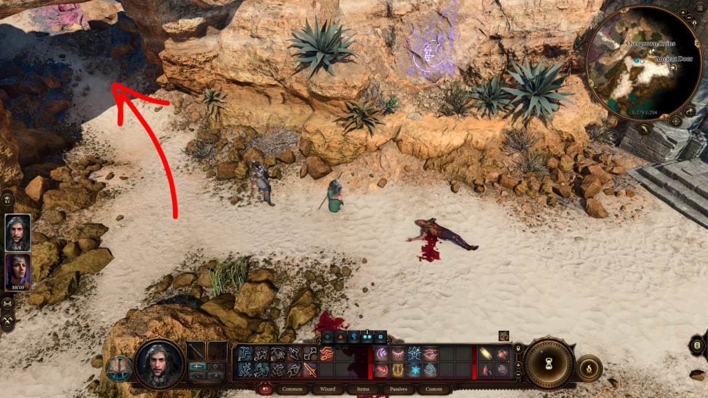 act 1 ravaged beach walkthrough routing past ancient door baldurs gate 3