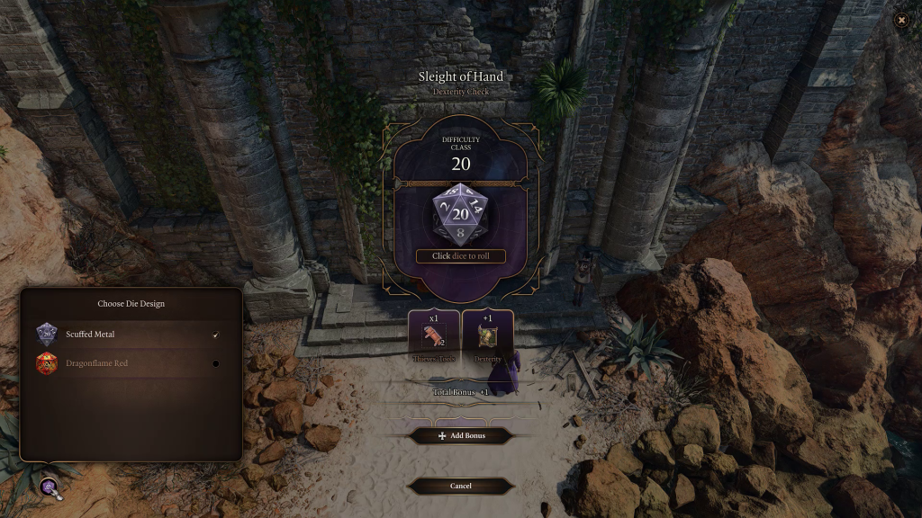 baldurs gate 3 change dice menu