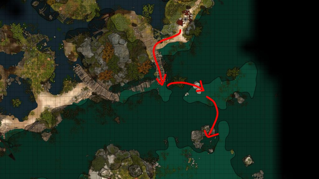 baldurs gate 3 sunlit wetlands and putrid bog jump druid sanctuary map