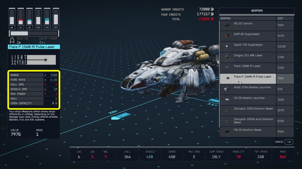 comparing parts starfield how to upgrade ships