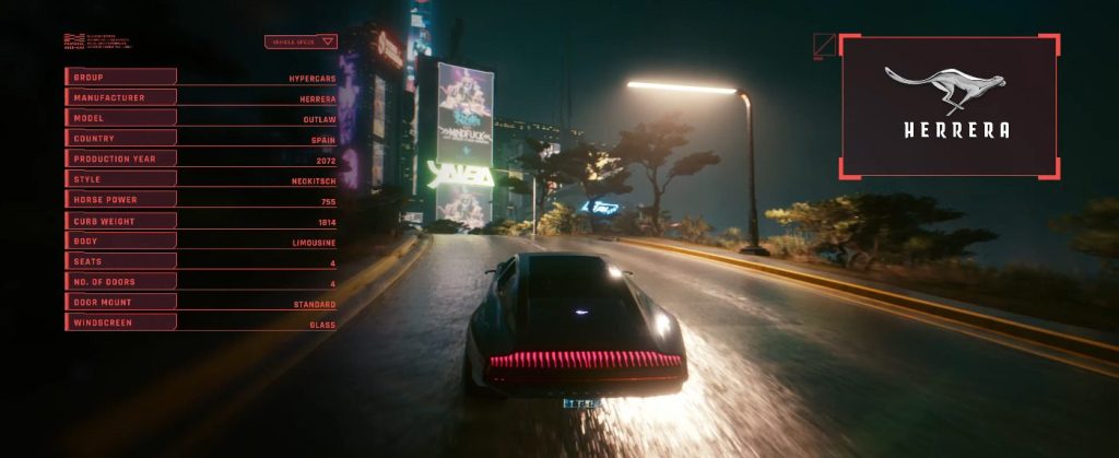 Cyberpunk 2077 Vehicles Guide Hypercars Tier Outlaw Herrera