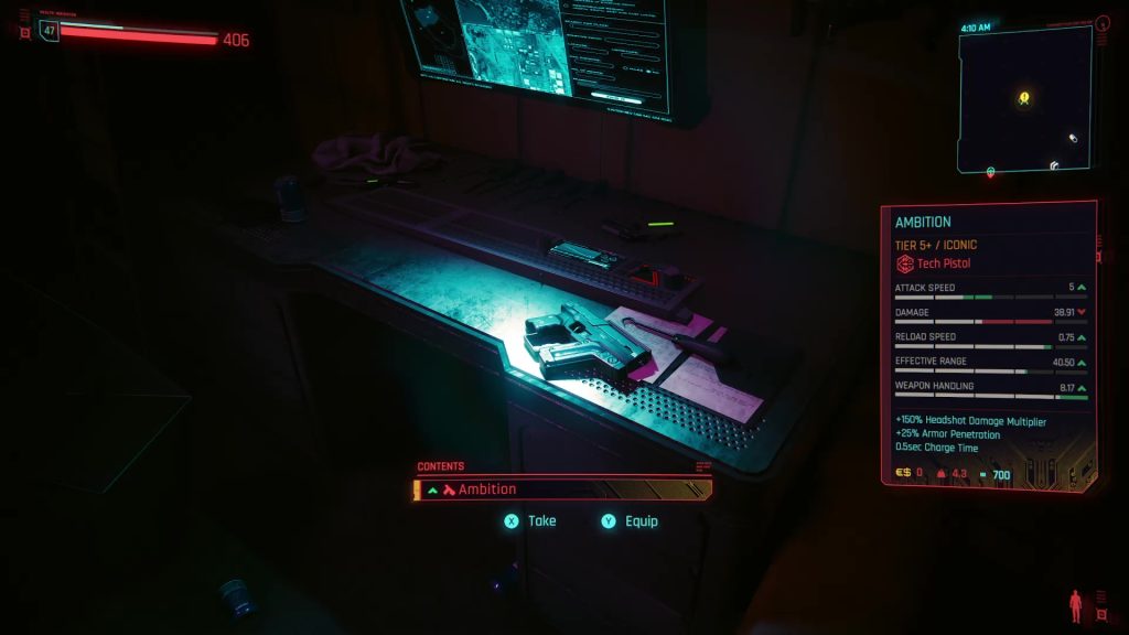 cyberpunk iconic weapons ambition location