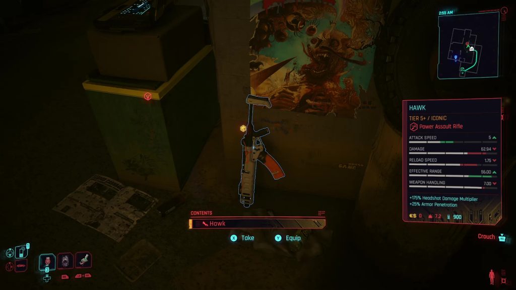 cyberpunk iconic weapons hawk location