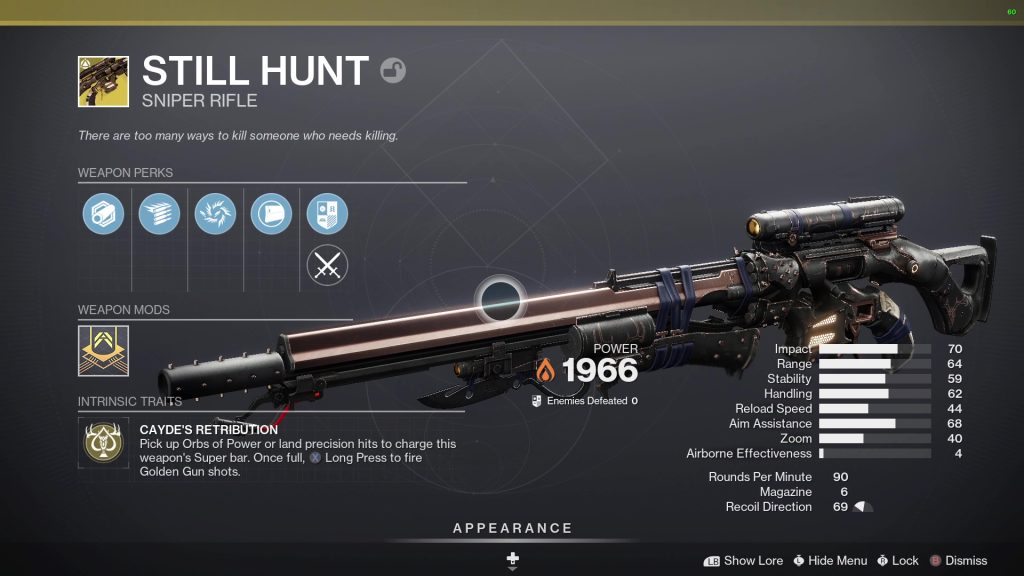 destiny 2 exotic quest still hunt rifle stats