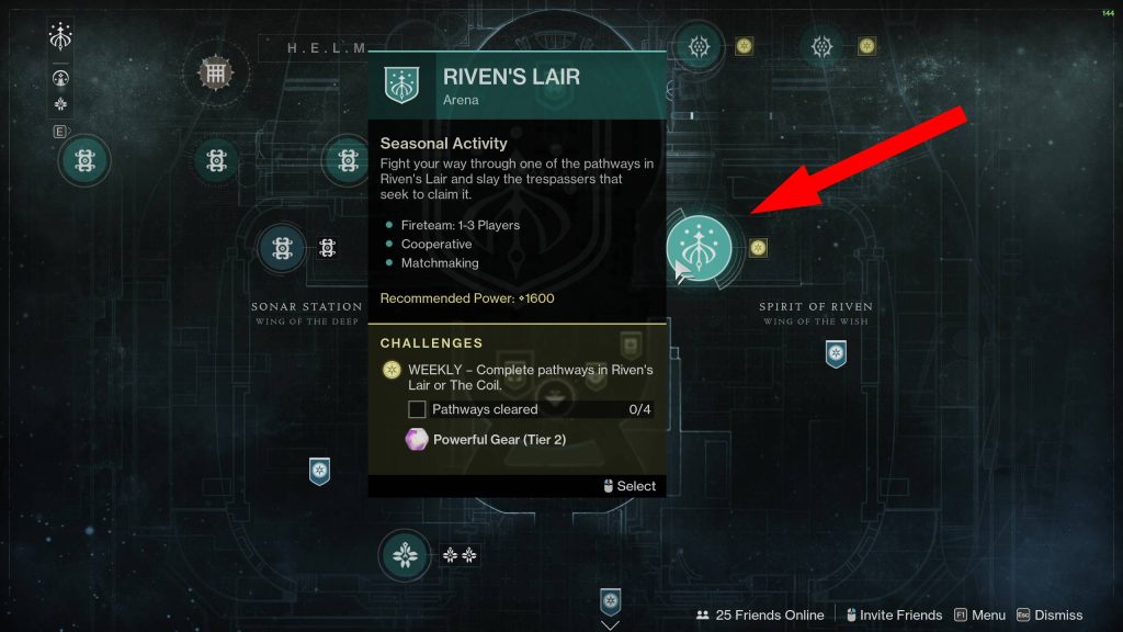 destiny 2 seasonal red borders farm season of the wish rivens lair on map v1