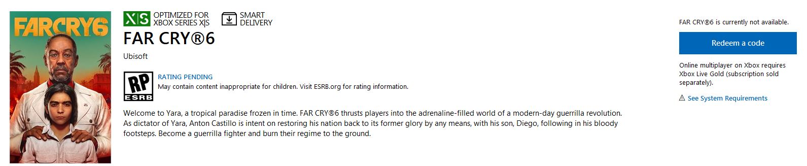 Far Cry 6 Microsoft Store Not Available