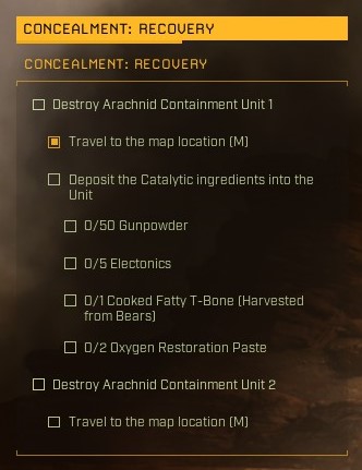 icarus mission walkthrough concealment recovery containment unit material list