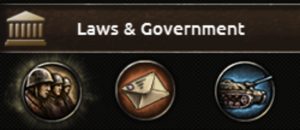 The panel where laws are in Hearts of Iron IV.