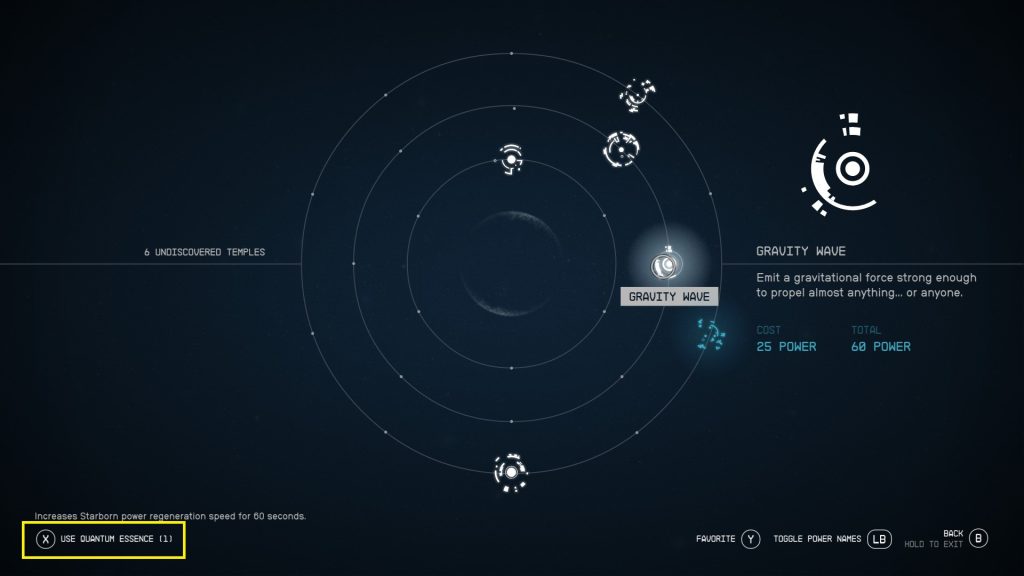 quantum essence powers menu starfield selection