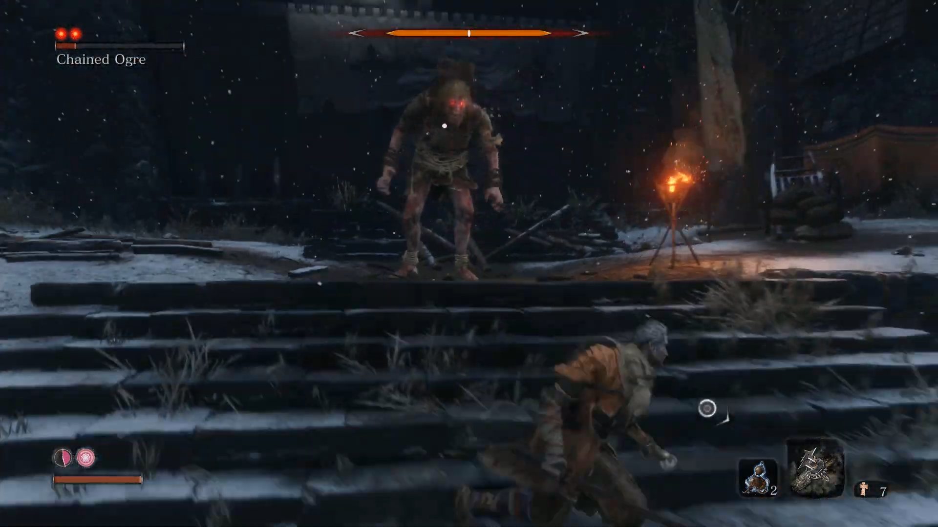 Sekiro Guides Chained Ogre Boss Aggro range