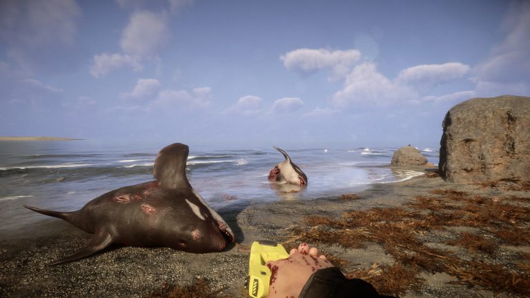 sons of the forest orcas on beach stun gun