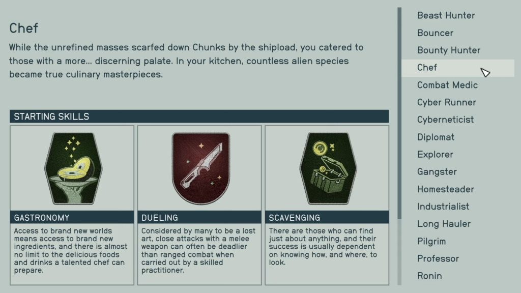 starfield background chef description