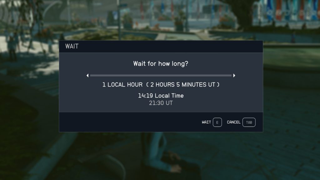 starfield wait menu