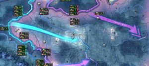 A representation of warfare in Hearts of Iron IV,