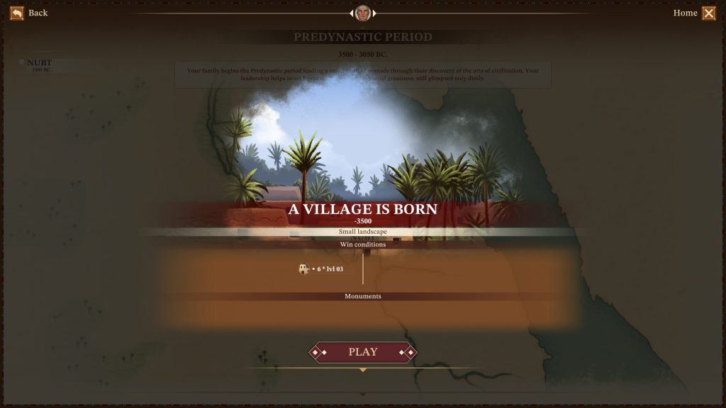 Pharaoh A New Era: A Village Is Born Start Screen